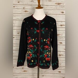 Vintage Victoria Harbour beaded and embroidered Xmas cardigan sweater